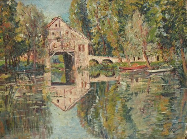 Le Vieux Moulin De Douve Pre Torcy Oil Painting by Edouard Frere