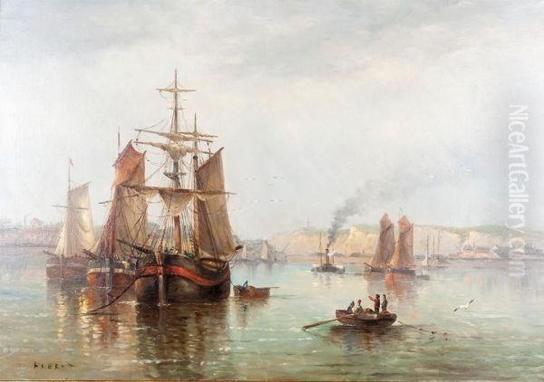 Scene Portuaire Oil Painting by Armand Auguste Freret