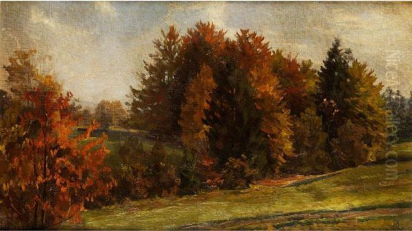 Herbstliche Baumlandschaft Oil Painting by Fritz Freund