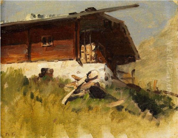 Berghof Oil Painting by Fritz Freund