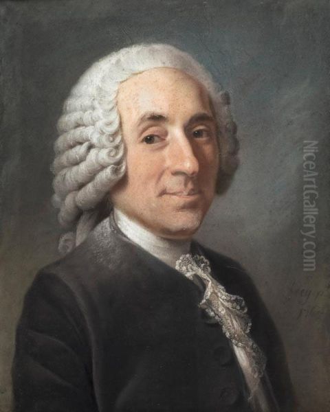 Portrait De Jean-baptiste-francois Durey De Bourneville-mesnieres [ ; Portrait Of Jean-baptiste-francois Durey De Bourneville-mesnieres ; Signed And Dated Lower Right ; Pastel On Paper] Oil Painting by Franz Bernhard Frey