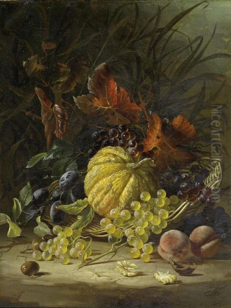 Still Life With A Pumpkin And Fruit Oil Painting by Friederike Frey