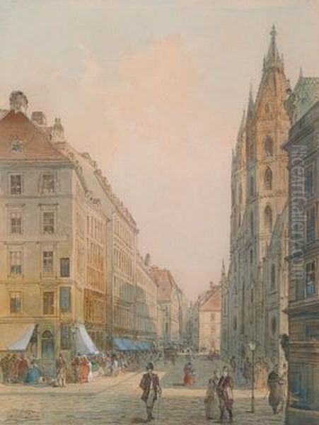 Vienna Oil Painting by Johann Wilhelm Frey