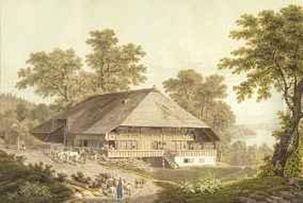 Bauernhaus Bei Interlaken Oil Painting by Samuel Frey