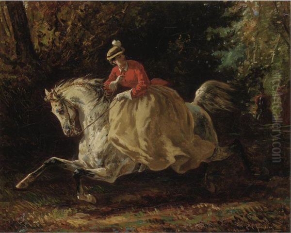 Galloping Oil Painting by Conrad Freyberg