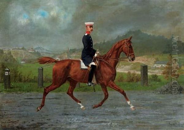 Friedrich Leopold, Prince Of Prussia, On Horseback Oil Painting by Conrad Freyberg