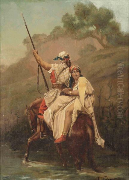 Flight On Horseback Oil Painting by Emile Friant