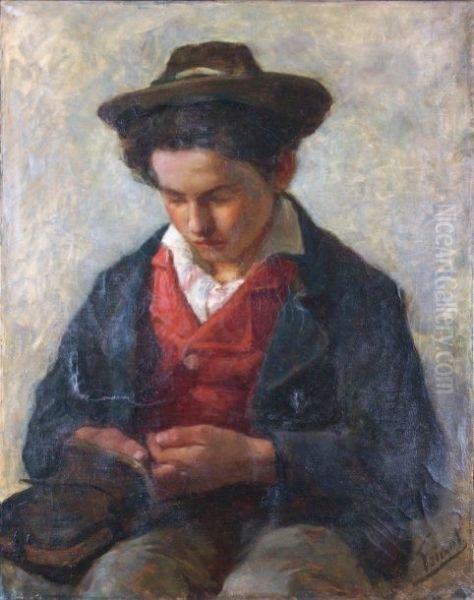 Jeune Femme Au Chapeau Oil Painting by Emile Friant