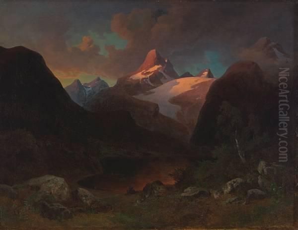 Landskap Med Romsdalshorn Oil Painting by Joachim Frich