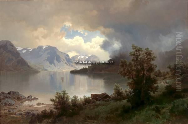 Fjordlandskap Oil Painting by Joachim Frich