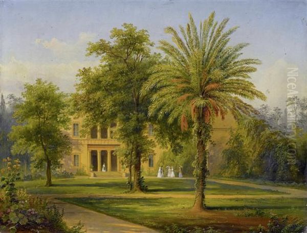 Roman Villa Oil Painting by Christianowitsch Fricke, Longin