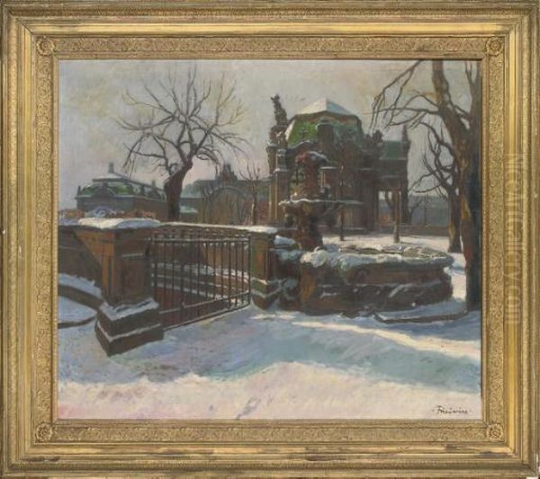 Winter Landscape Oil Painting by Walter Friederici