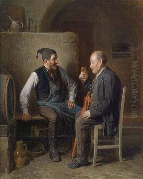 The Wine Tasting Oil Painting by Friedrich V. Malheim Friedlaender