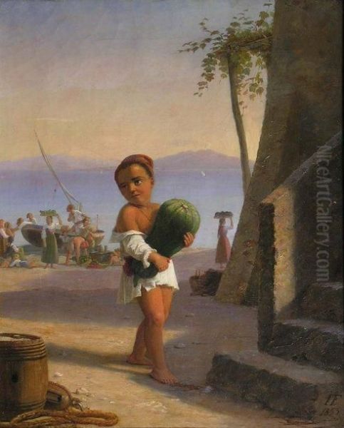 Jeune Garcon De Capri Oil Painting by Julius Friedlaender