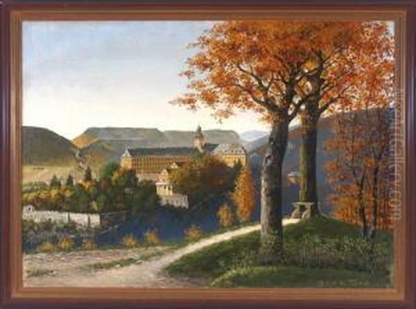 Blick Von Einer Anhohe Auf Die Heidecksburg Im Herbst Oil Painting by Adolph Friedrich