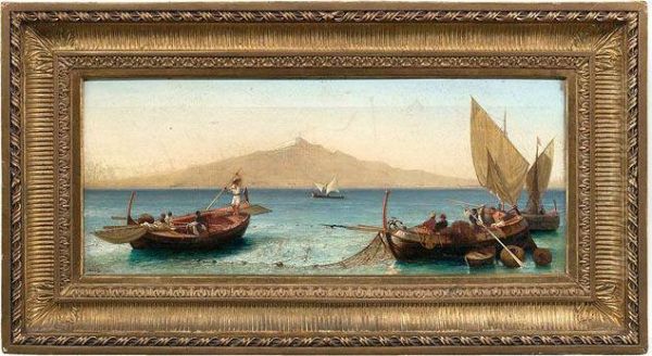 Fischerboote Im Golf Von Syrakus Oil Painting by Nerly Friedrich Paul