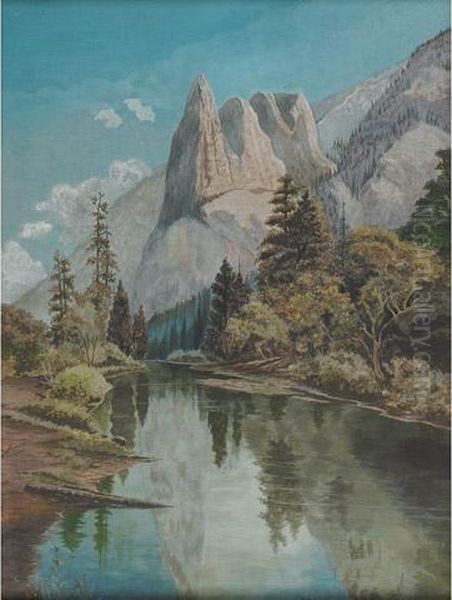 Lake And Mountains Oil Painting by Washington F. Friend