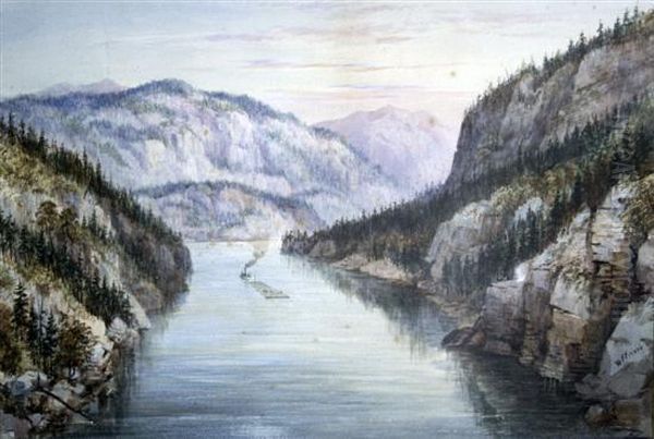 On The Frazer River, British Columbia Oil Painting by Washington F. Friend