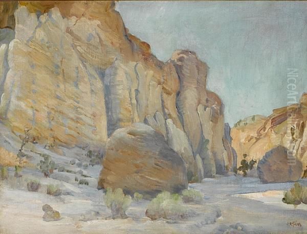 Palisades In Hidden Springs Canyon Oil Painting by Charles Arthur Fries