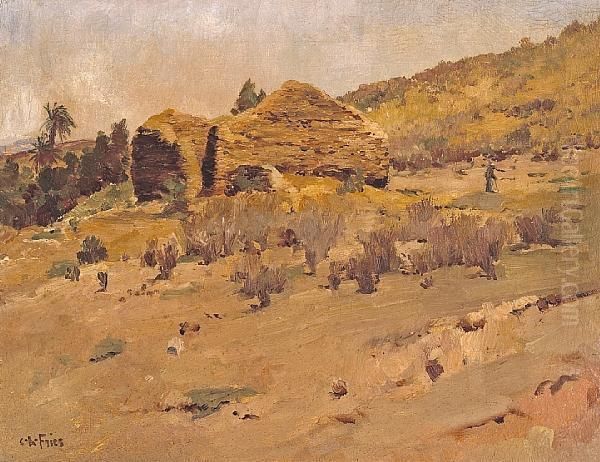 Adobe Near Old Town Oil Painting by Charles Arthur Fries