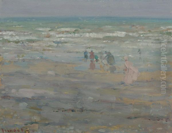 Beach In Corsica Oil Painting by Frederick Carl Frieseke