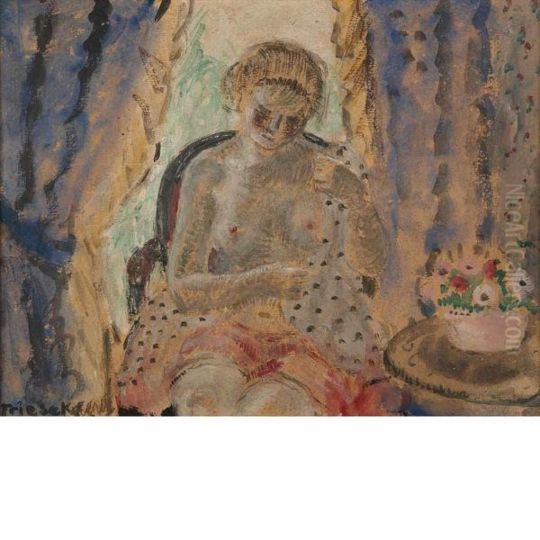 Seated Nude Before A Window Oil Painting by Frederick Carl Frieseke