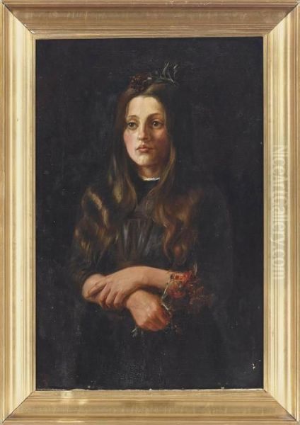 Portrait Of Ruth With A Posy Oil Painting by Achton Friis