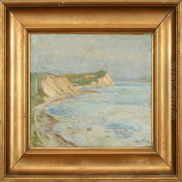 A Hilly Coastal Scenery Oil Painting by Achton Friis