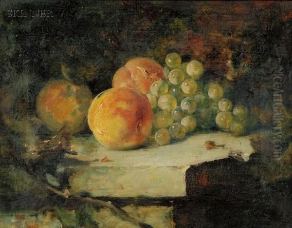 Still Life With Grapes And Peaches Oil Painting by Frederick Trapp Friis