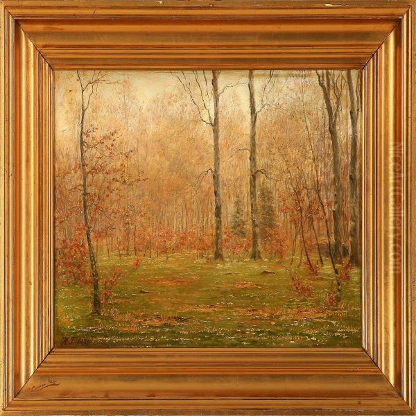 Spring Forest Scene Oil Painting by Hans Gabriel Friis