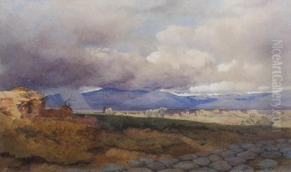 Storm On The Roman Campagna Oil Painting by Alfred Downing Fripp