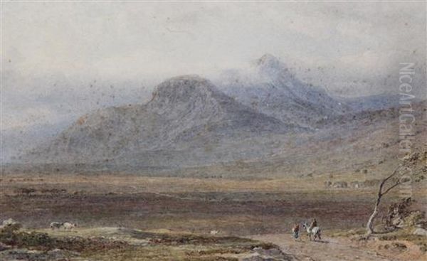 Travellers In A Mountainous Landscape Oil Painting by George Arthur Fripp