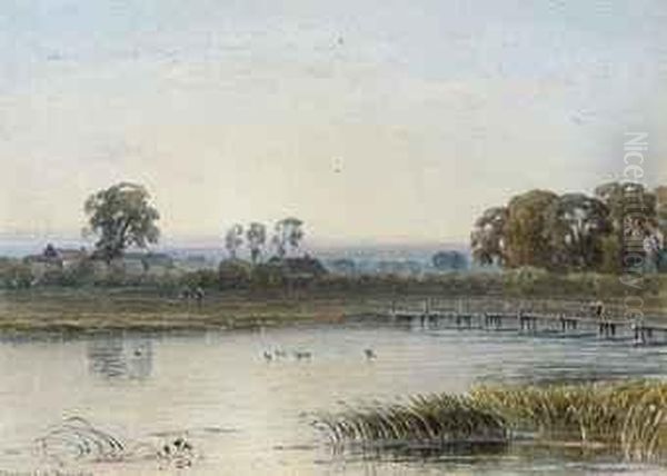 Sunset At Pangborne On The Thames Oil Painting by George Arthur Fripp