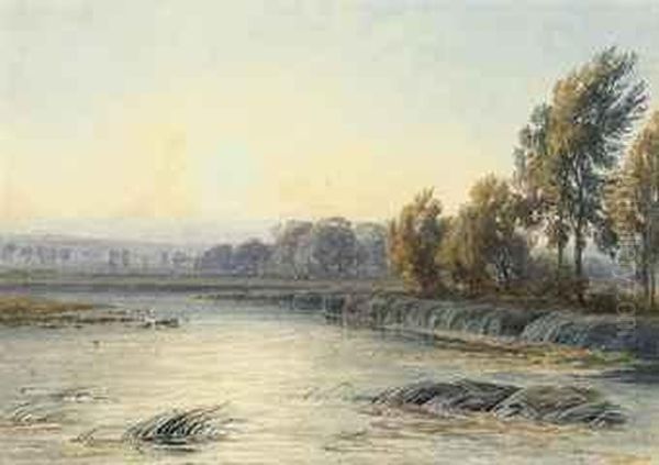 A Peaceful Stretch Of The River Oil Painting by George Arthur Fripp