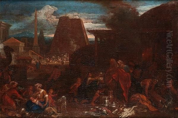 Moses And Aaron Oil Painting by Jacques Antoine Friquet De Vauroze