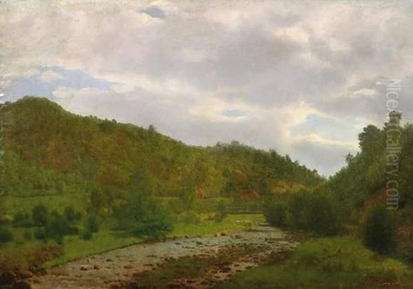 Pasture Valley In Harz Oil Painting by Heinrich Ludwig Frische