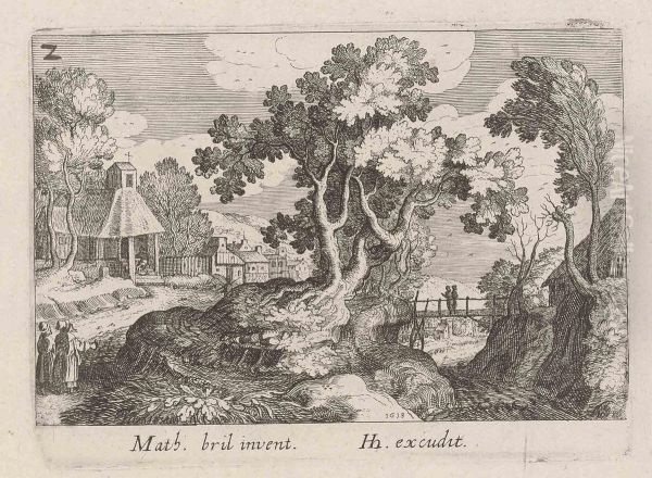 Landscape With Tree In The Centre, From: Topographica Variarum Regionum Oil Painting by Simon Wynouts Frisius