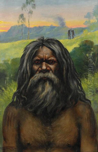 An Aboriginal In His Natural Habitat Oil Painting by Carl Magnus Oscar Fristrom