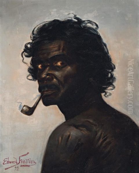 Aboriginal Man, Queensland Oil Painting by Claus Edward Fristrom