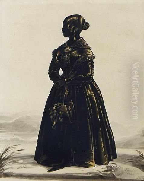 A Silhouette Of Miss Martha Bebb Oil Painting by Frederick Frith