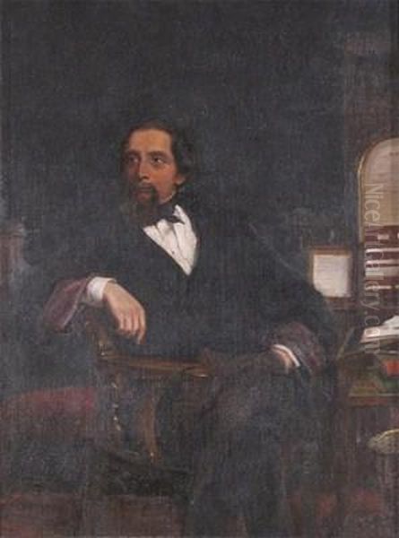 Portrait Of Charles Dickens Oil Painting by William Powell Frith