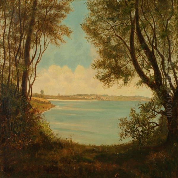 View From Marselisborg Forest Towards Aarhus, Denmark Oil Painting by Andreas Fritz