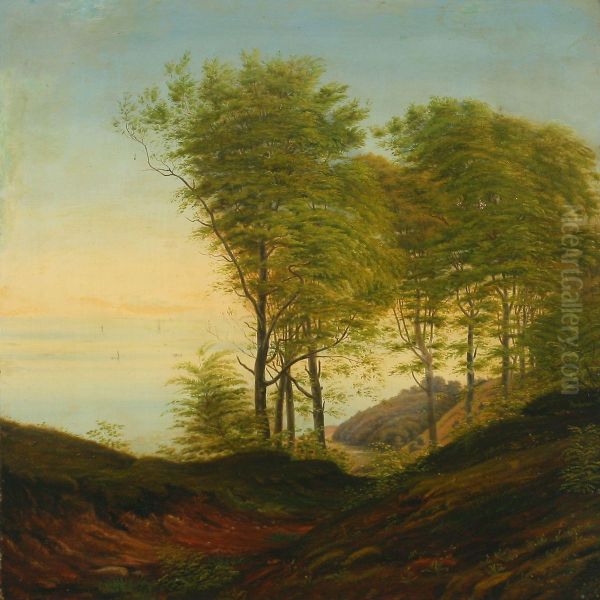 En Skovskraent Vedaarhusbugten Oil Painting by Andreas Fritz