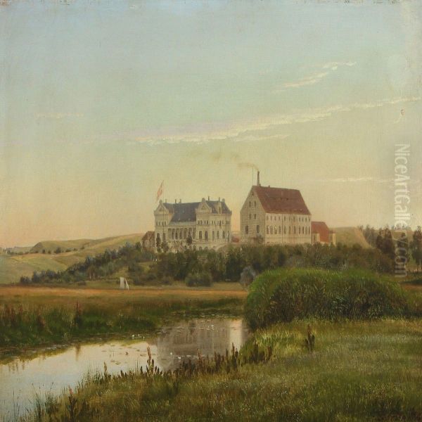 Scenery From Arhus Aand The Ceres Brewery Oil Painting by Andreas Fritz