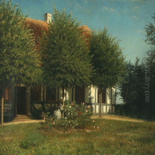 Exterior From Hvirring Parsonage Oil Painting by Andreas Fritz