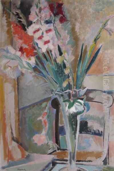 Flowers In A Vase Oil Painting by Maren Margrethe Froelich