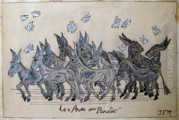 Les Creatures, Les Enes Au Paradis Oil Painting by Jacques Froment-Meurice