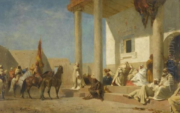 Audience Chez Un Khalifat (sahara) Oil Painting by Eugene Fromentin