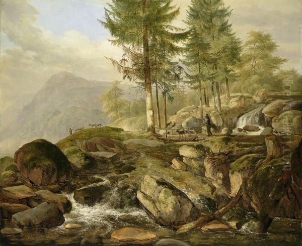 Wildbach Auf Der Ankel-alpe Oil Painting by Carl Ludwig Frommel