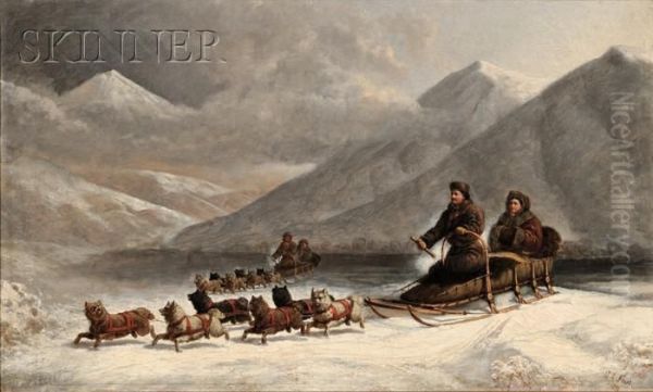 Dog Sledding Oil Painting by George Albert Frost